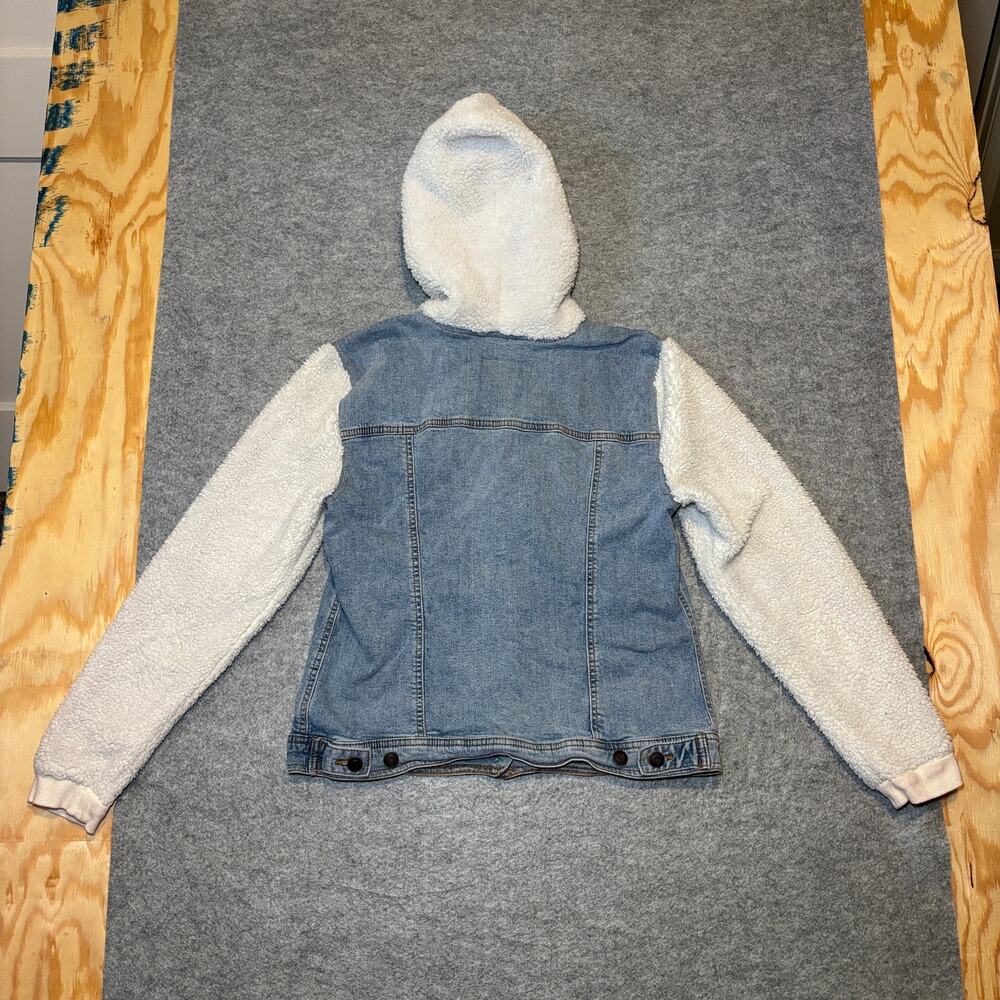 Maurices Women M Denim Jacket Casual Long Sleeve Blue White - Picture 5 of 8